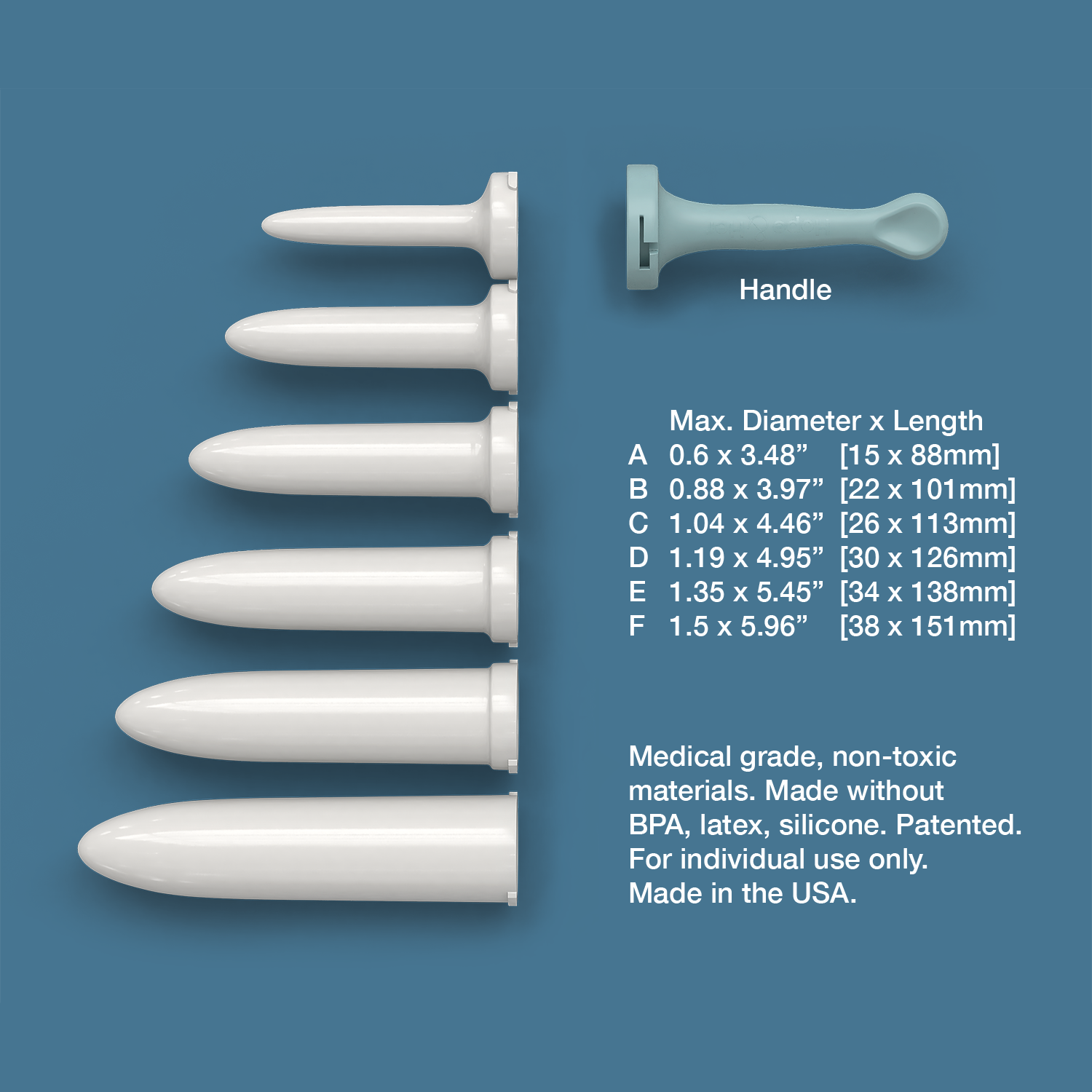 Vaginal dilators with sizes